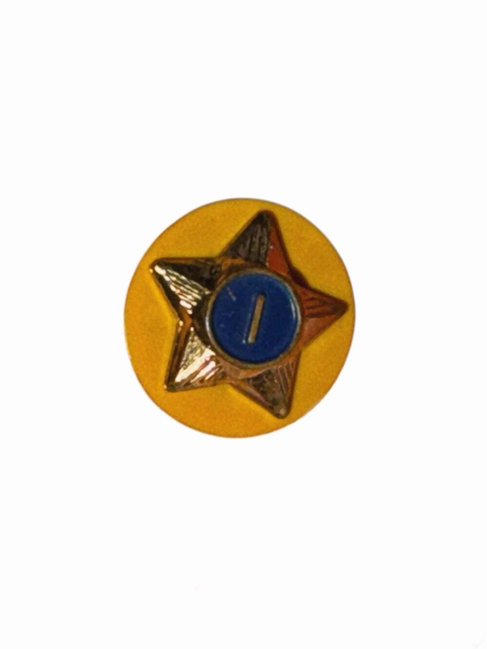 Vintage Brass Boy Scouts #1 & #2 Green & Yellow Star Lapel Pins